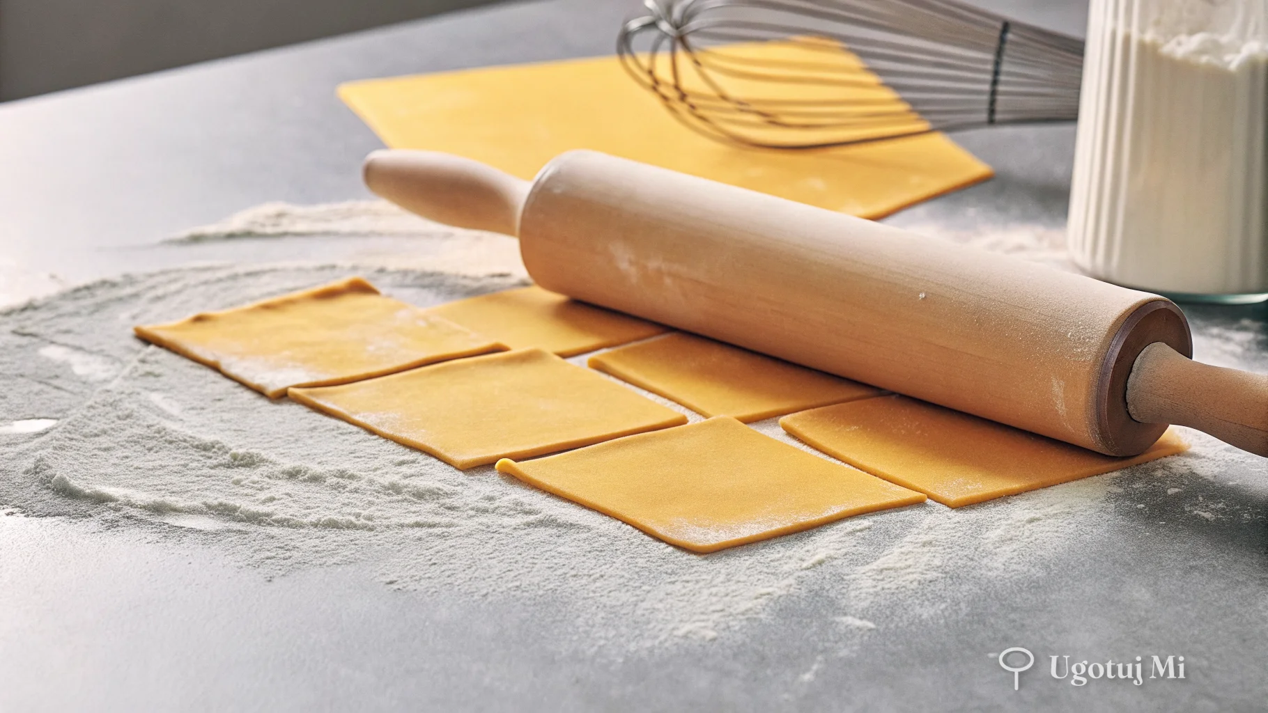 Ciasto na faworki rozwałkowywane i krojone na prostokąty | ugotujmi.pl