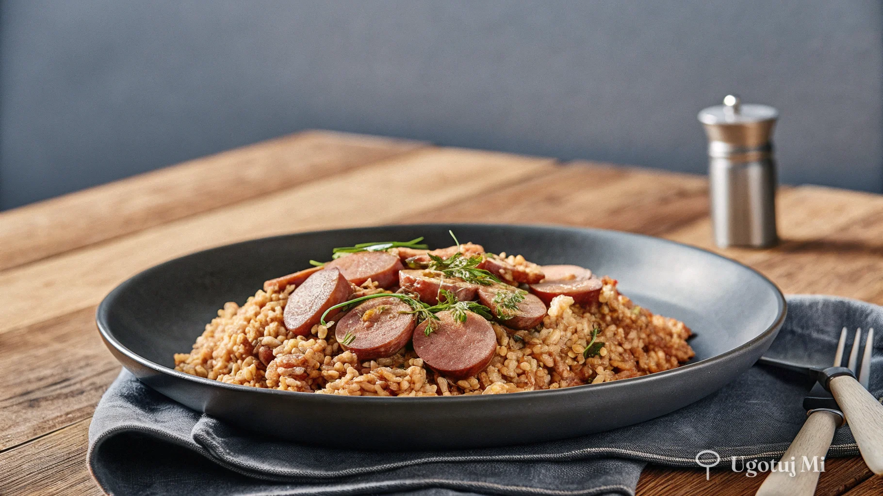 Kasza gryczana z kiełbasą - tani obiad za 15 zł