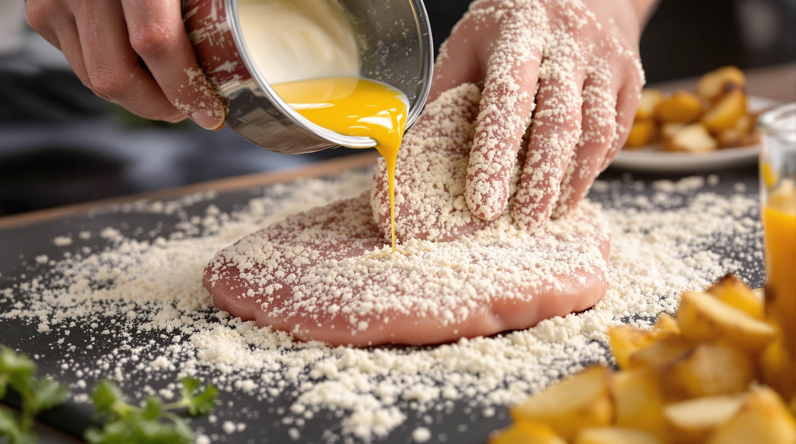 Kotlety schabowe z ziemniakami - klasyczny obiad - przygotowanie | ugotujmi.pl