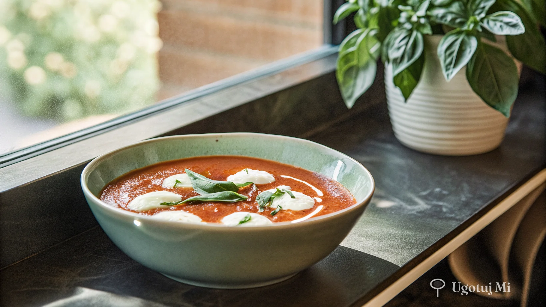 Składniki na krem pomidorowy - mozzarella, przecier, śmietanka | ugotujmi.pl