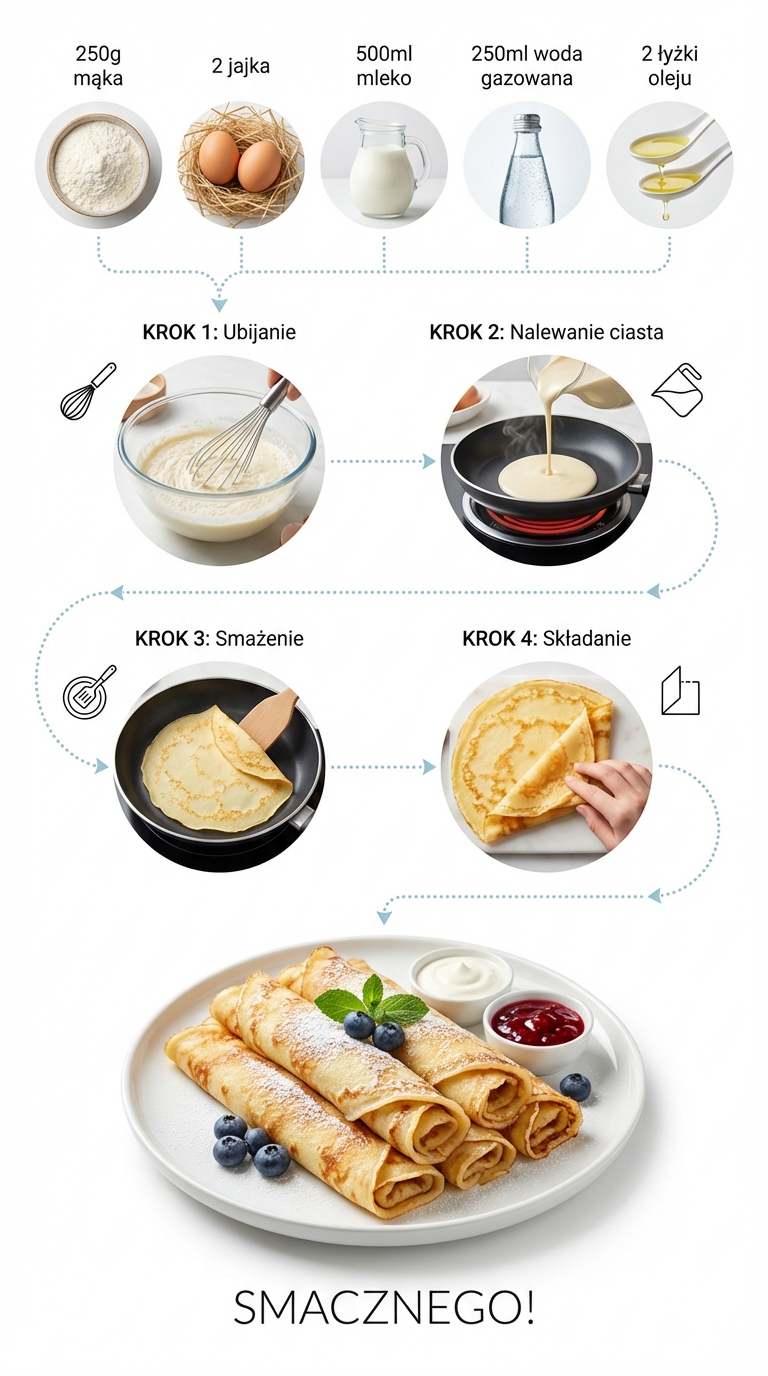 Sprawdzony przepis na puszyste, delikatne naleśniki. Dowiedz się jak zrobić idealne ciasto na naleśniki i poznaj najlepsze dodatki. | ugotujmi.pl