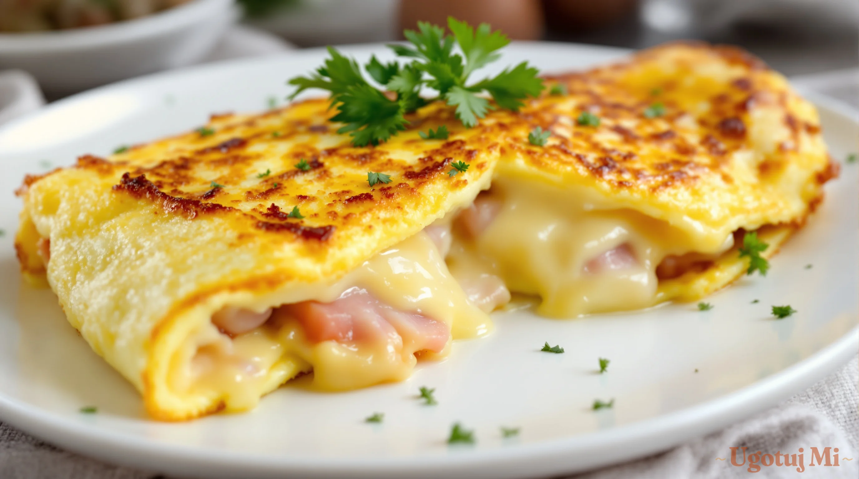 Omlet z szynką i serem - kolacja w 10 minut