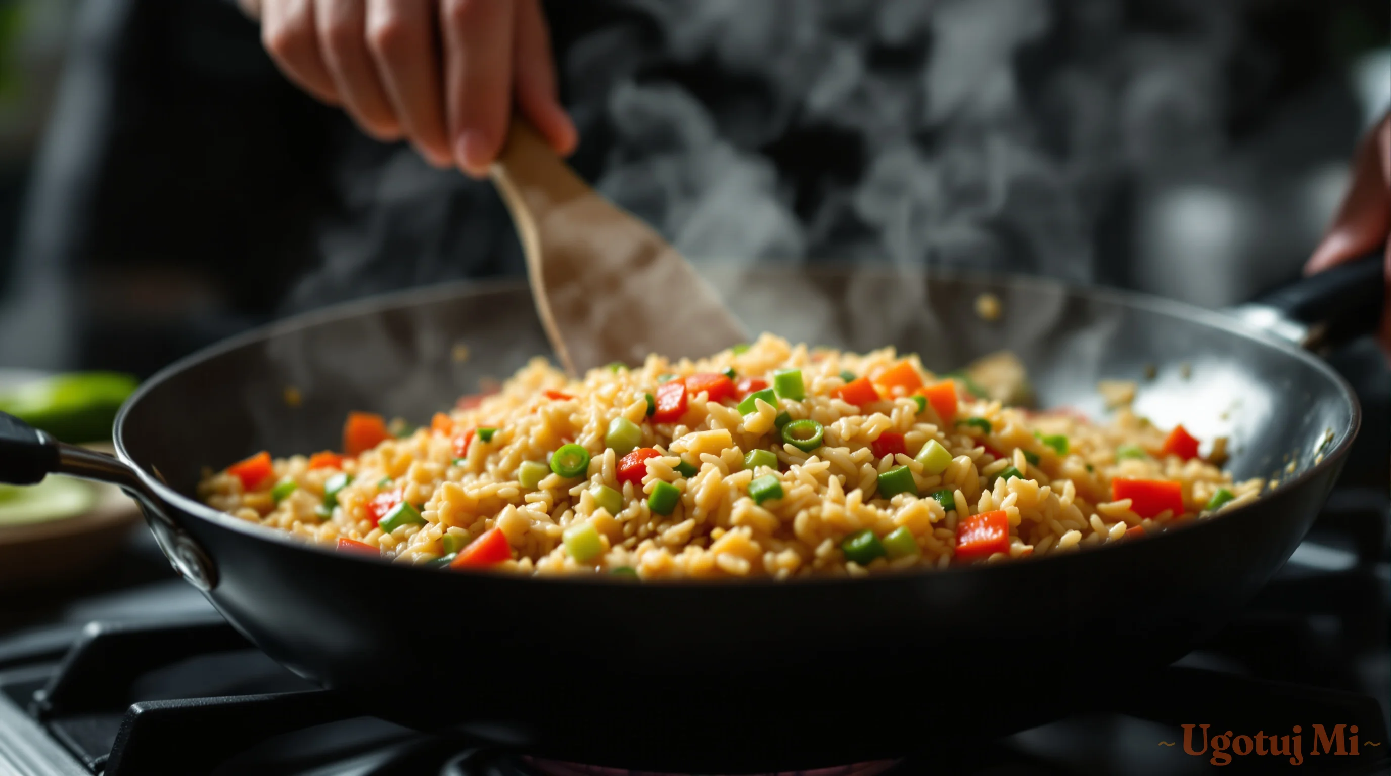 Ryż smażony z warzywami - szybki obiad dla dzieci - przygotowanie | ugotujmi.pl