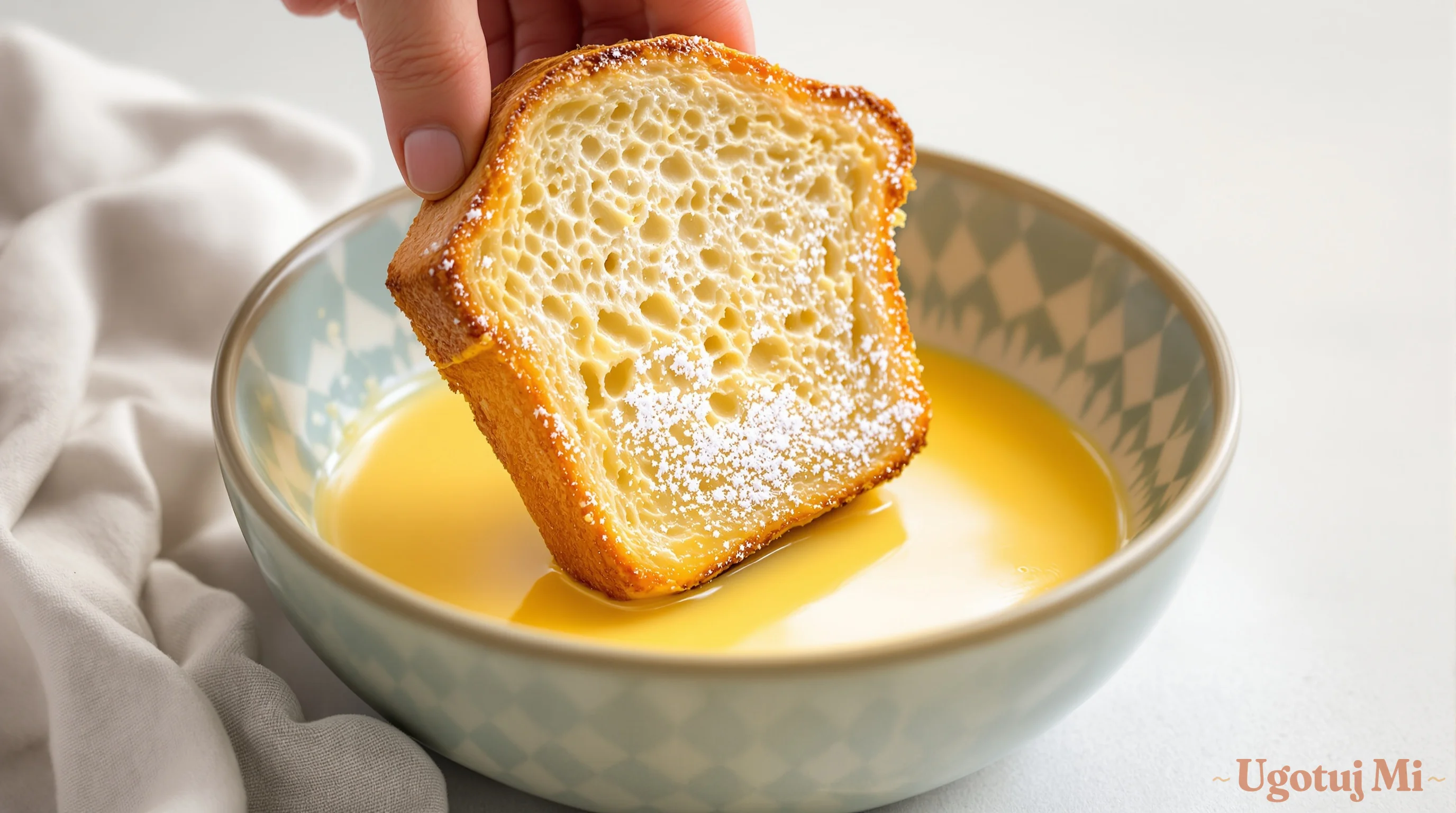 Kromka chleba nasączana w masie jajecznej | ugotujmi.pl